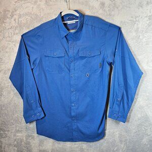 Columbia Mens L Blue PFG Bahama II Long Sleeve Shirt Vented Fishing Outdoor
